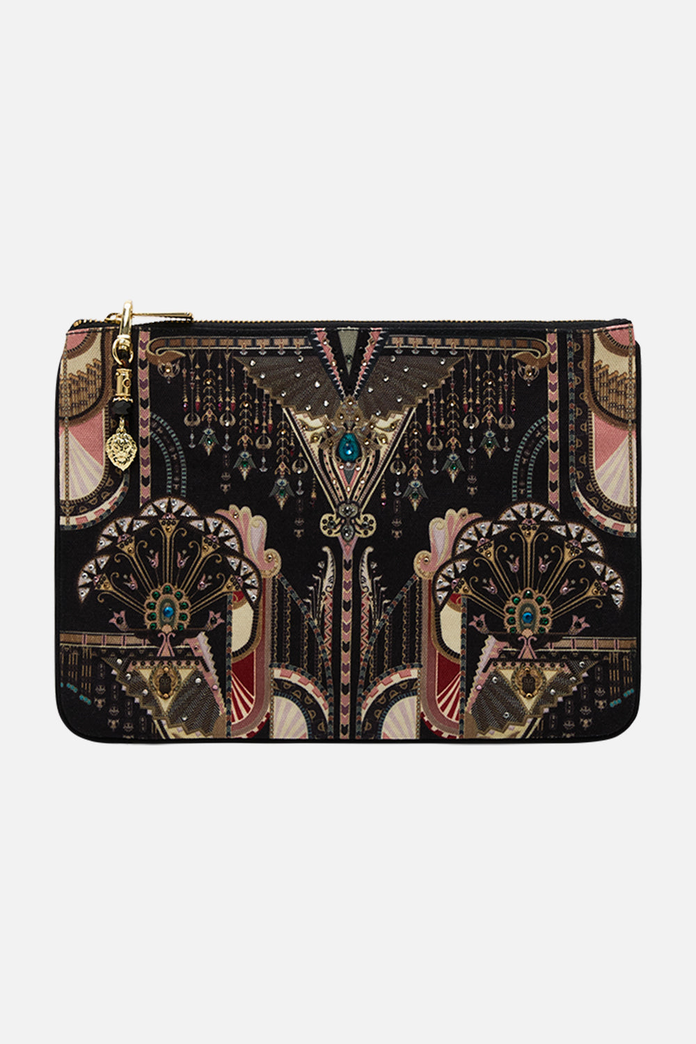 CAMILLA Small Canvas Clutch in They Called Her Nefertari print