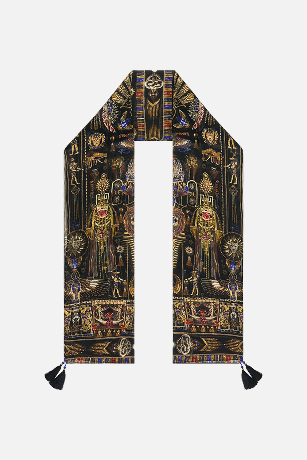 CAMILLA Long Scarf in Cartouche Kingdom print