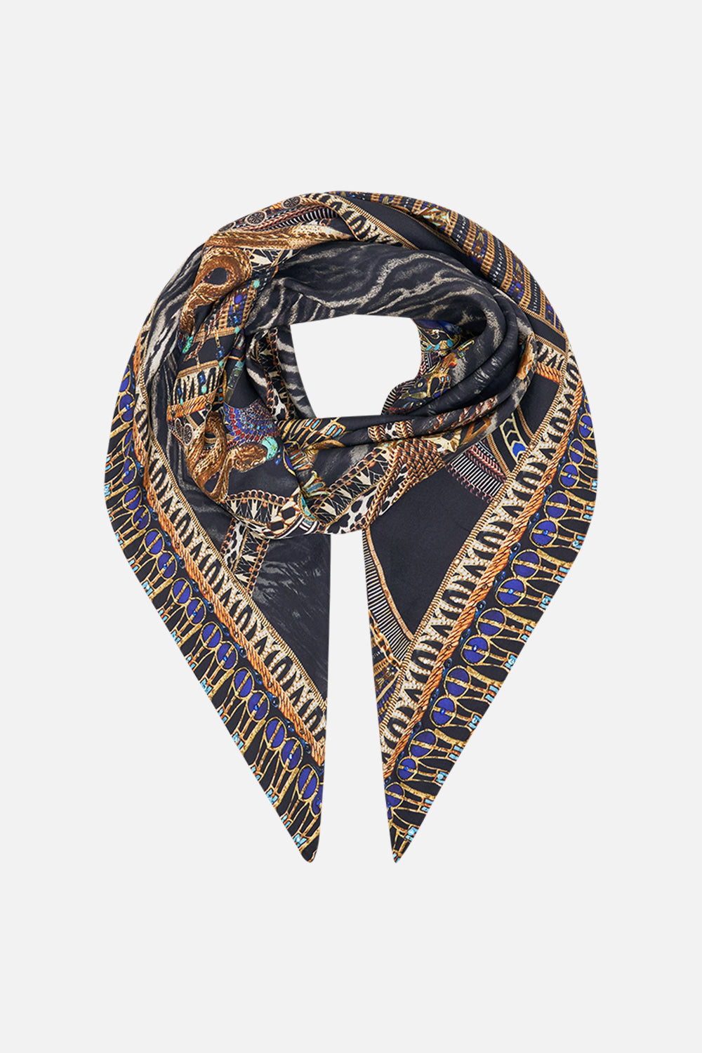 CAMILLA Large Square Scarf in Cat Worship print.