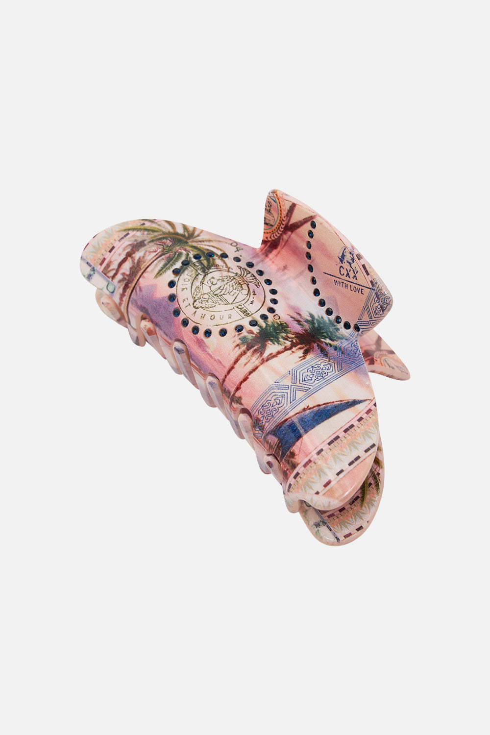 CAMILLA crystalled hair clasp in Milla's Got Mail print