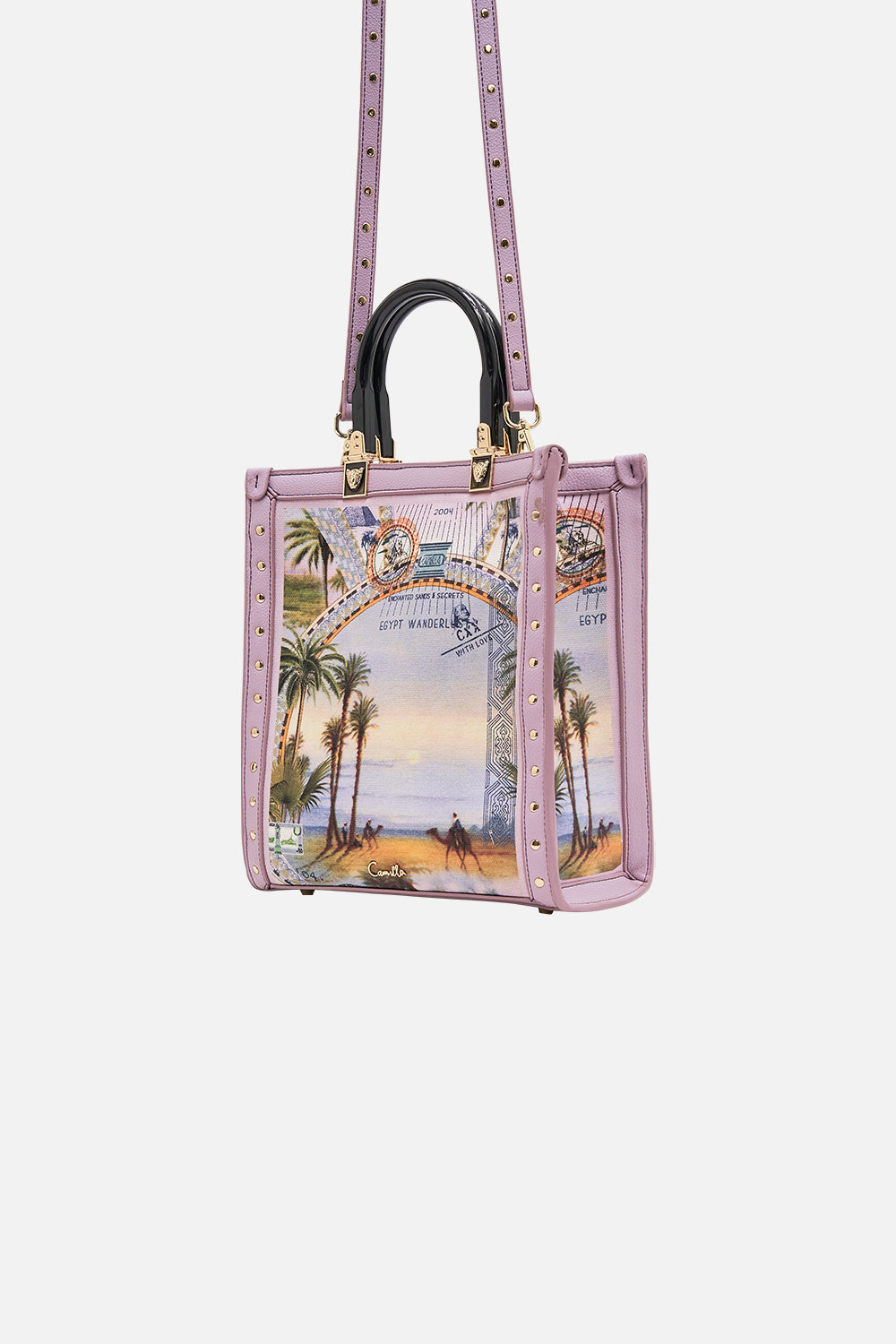 CAMILLA north south tote with smooth handle in Call Me in Cairo print