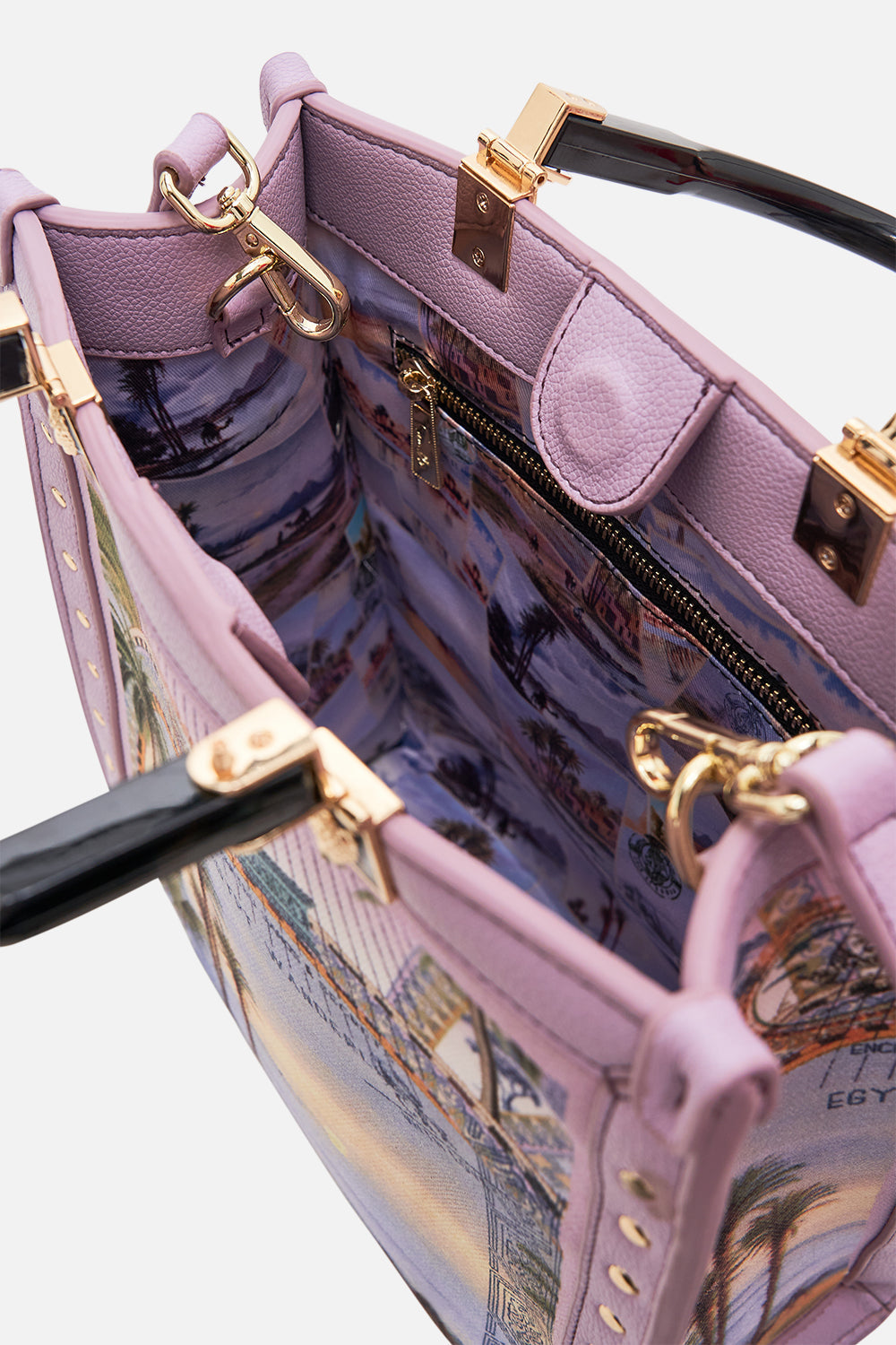 CAMILLA north south tote with smooth handle in Call Me in Cairo print