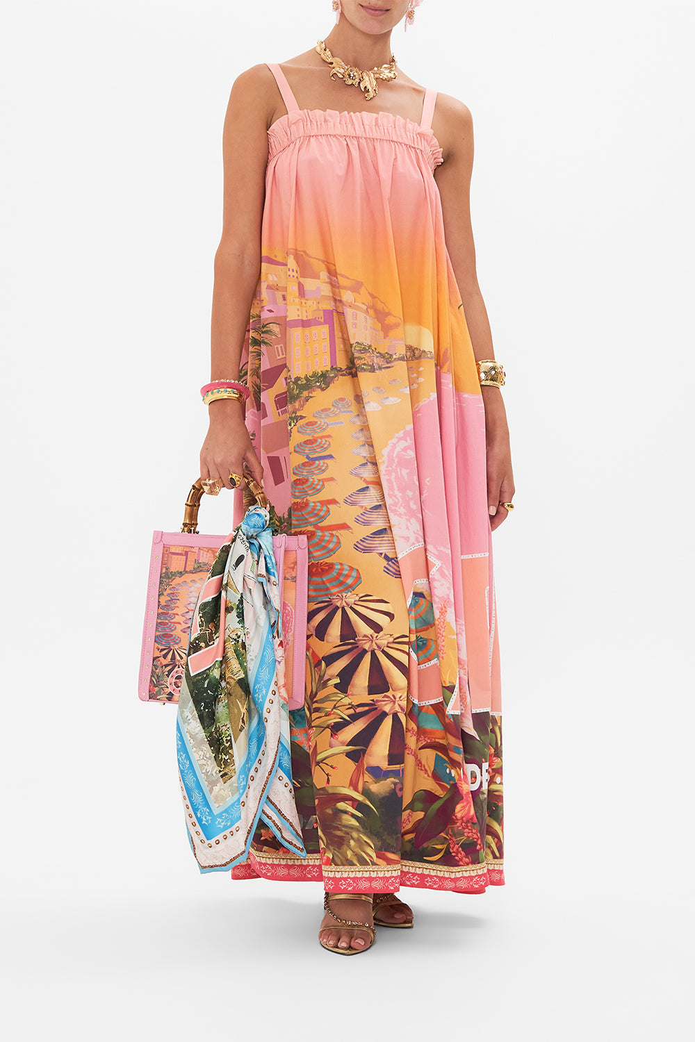 CAMILLA silk scarf in Front Sorrento With Love print