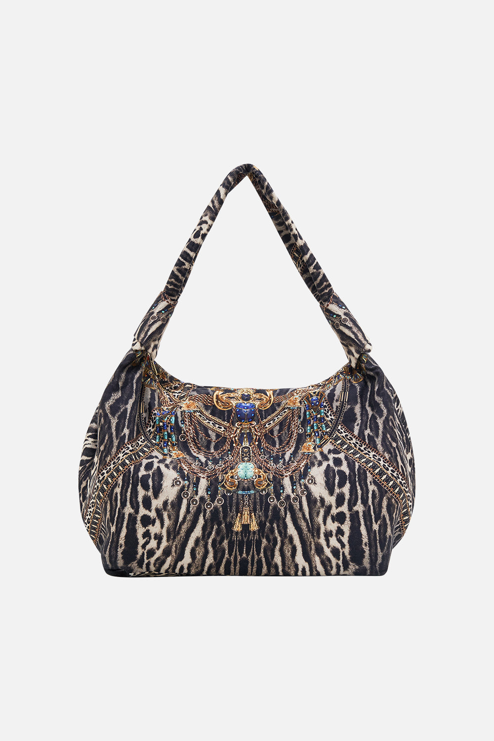 CAMILLA Slouch Shoulder Bag in Cat Worship print.