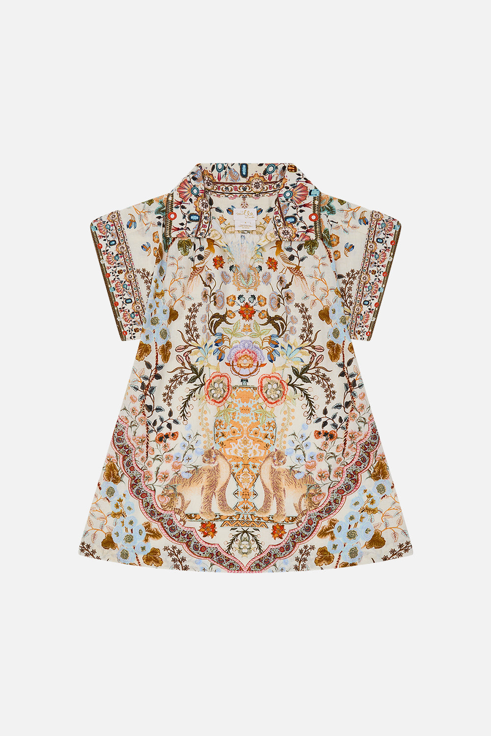 Milla By Milla By CAMILLA Kids Mini Shirt Dress 4-10 in Honour of Heirlooms print