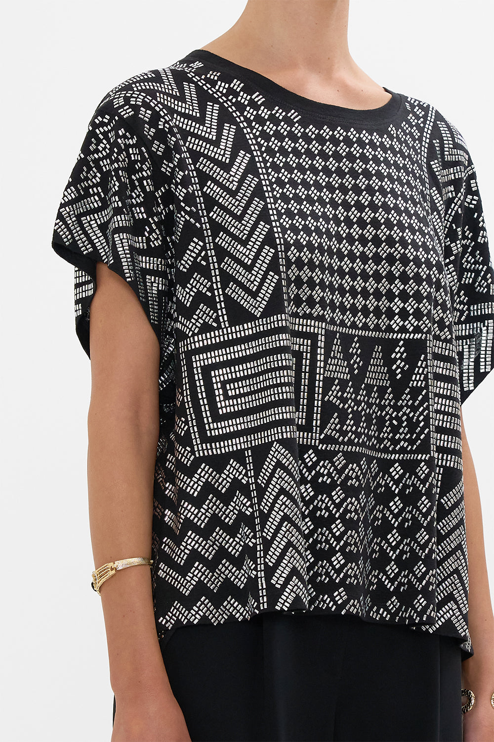 CAMILLA t shirt with dropped armhole in They Called Her Nefertari print