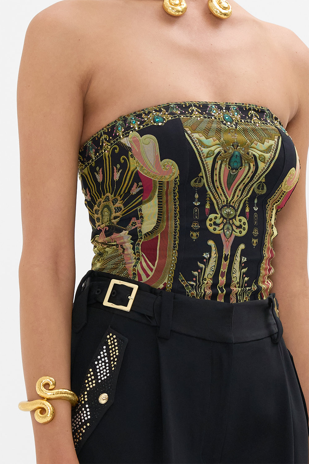 CAMILLA Bandeau Bodysuit in They Called Her Nefertari print.