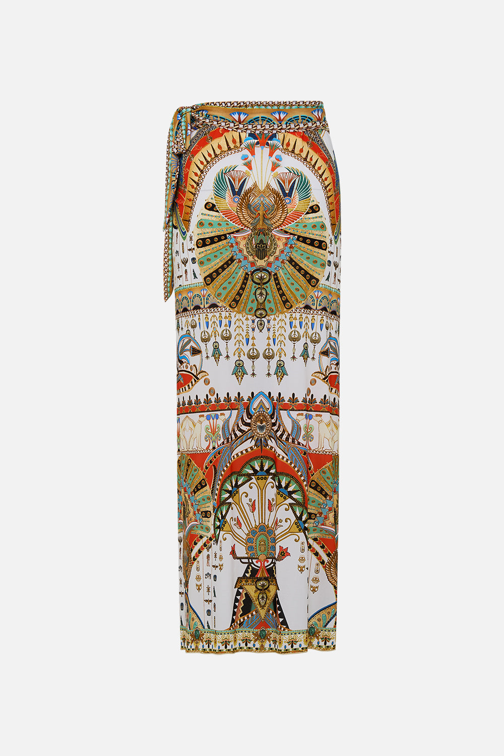 CAMILLA Long Draped Sarong in Valley Of The Queens print.