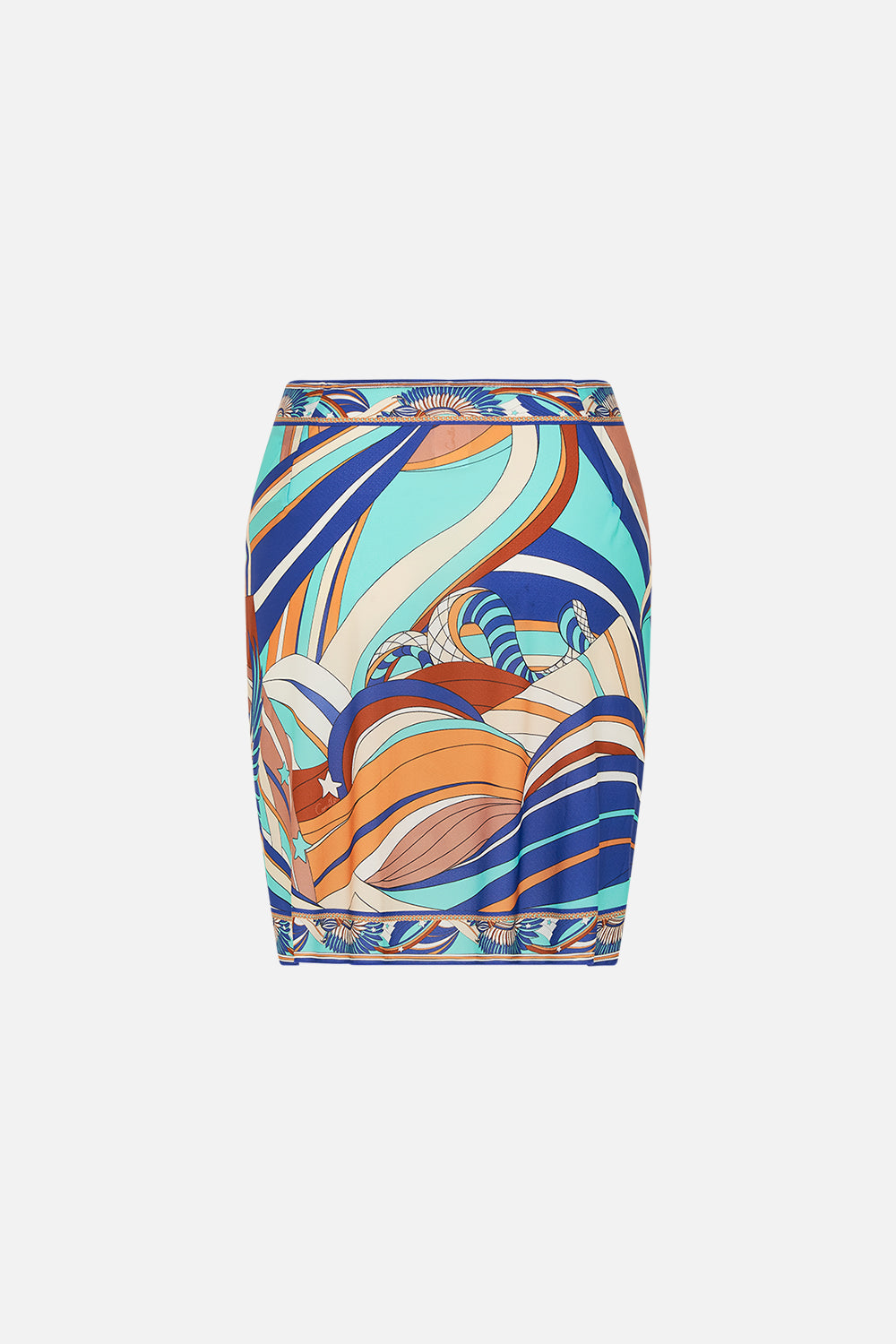 CAMILLA Layered Short Sarong With Tie Front in Oasis Oracle print.