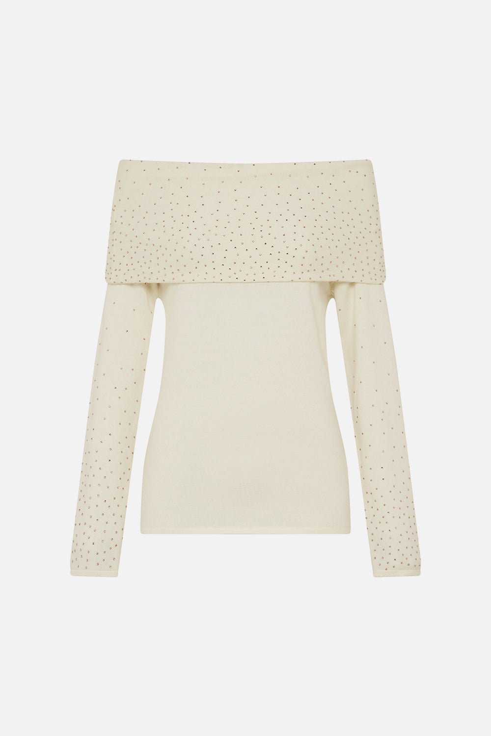 CAMILLA multi Off Shoulder Knit Top in Etched into Eternity print