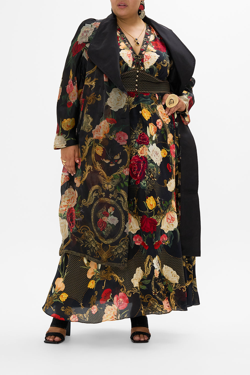 CAMILLA Black Shaped Waistband Dress with Gathered Sleeves in Magic in the Manuscripts