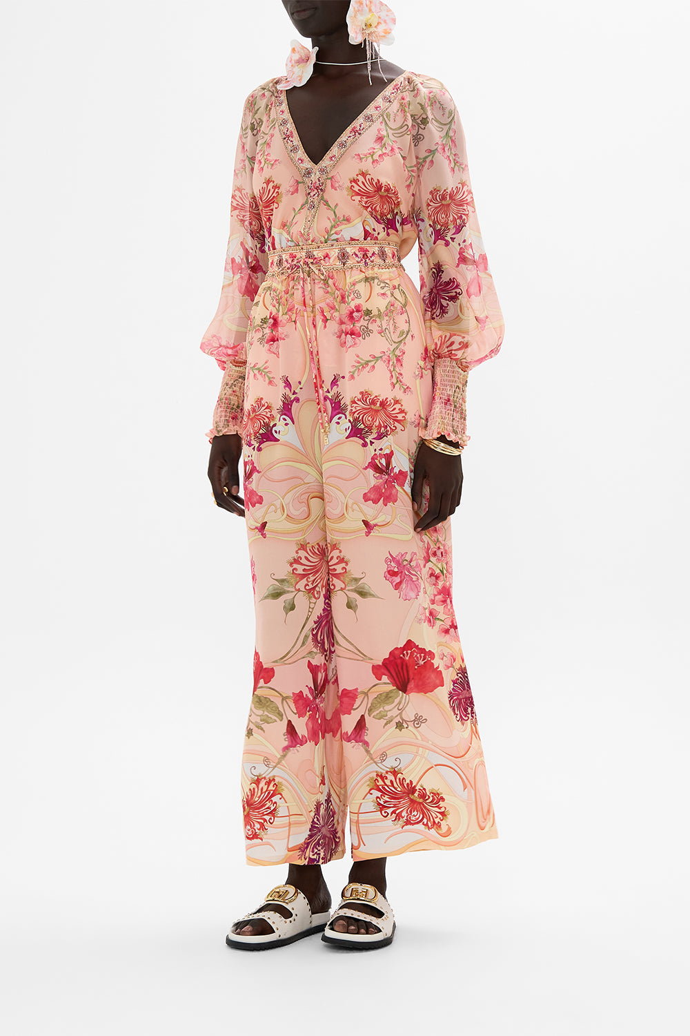 CAMILLA floral Straight Leg Pant in Blossoms and Brushstrokes