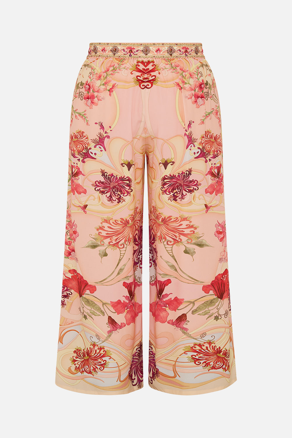 CAMILLA floral Straight Leg Pant in Blossoms and Brushstrokes