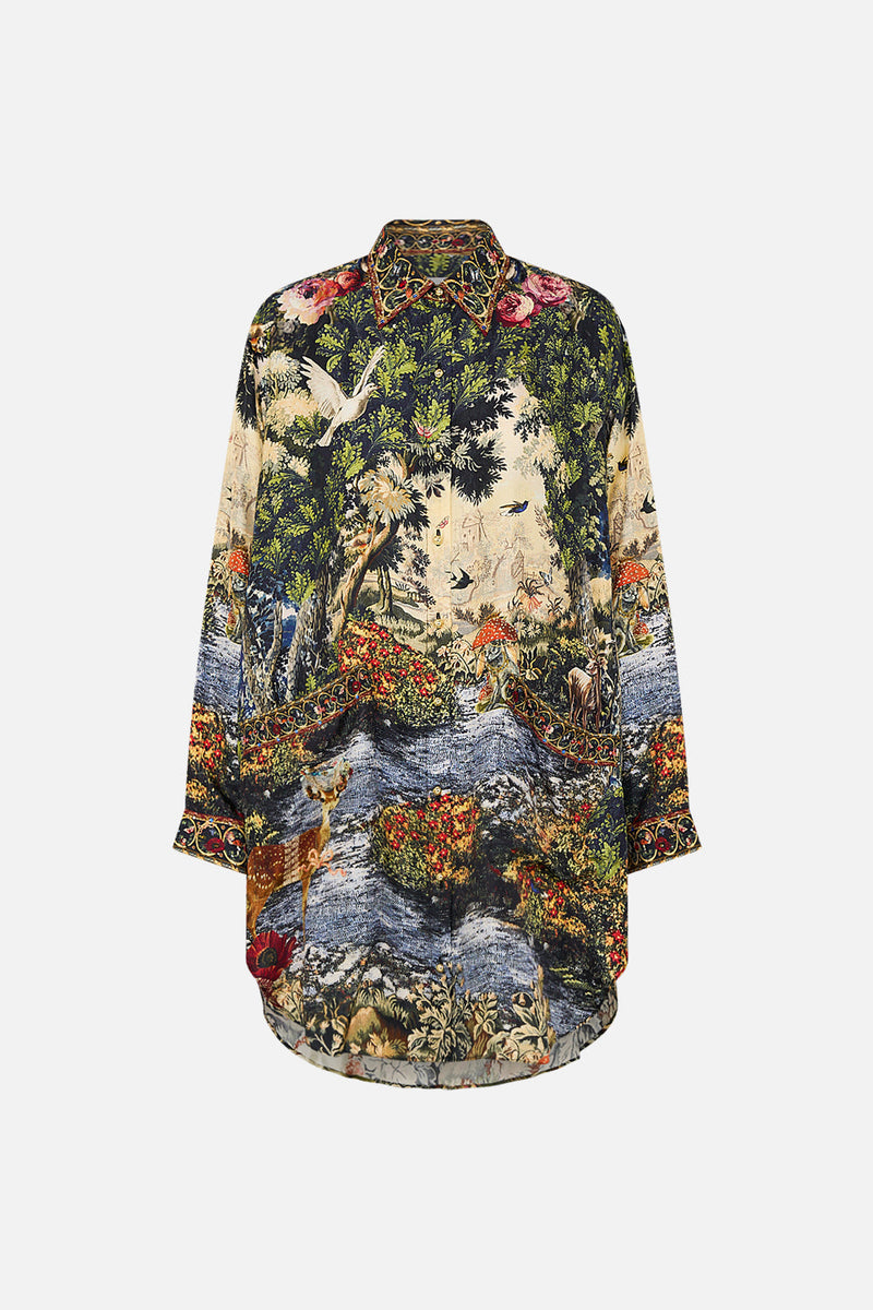 COAT WITH WIDE CUFFS AND SHORT SIDE SPLITS TAPESTRY TOTEMS