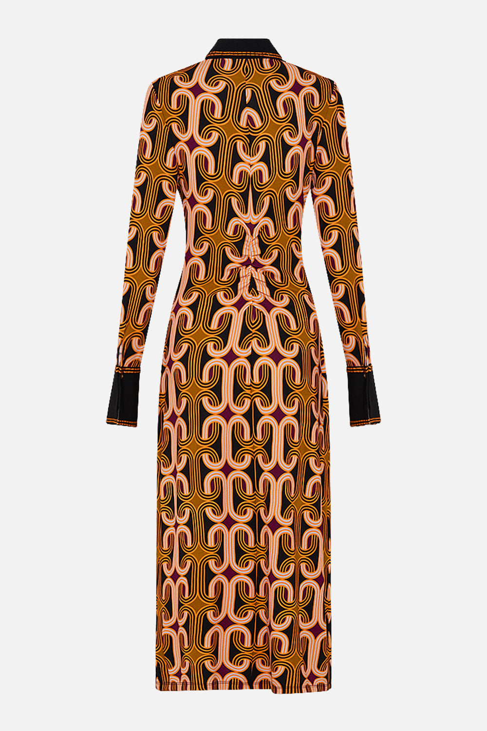 CAMILLA multi jersey midi shirt dress in One Night In De Wallen print.