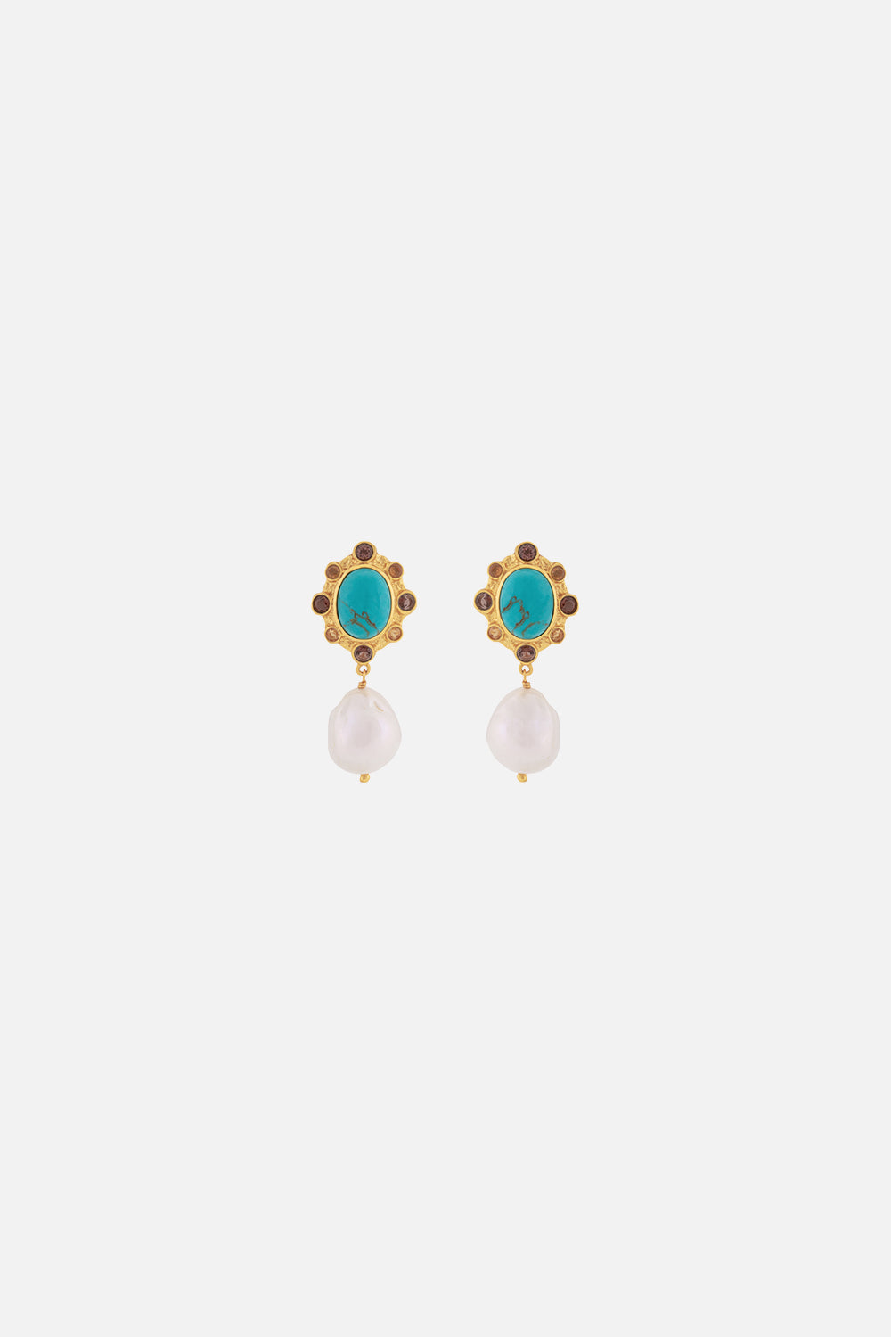 CAMILLA jewellery turquoise and pearl earrings