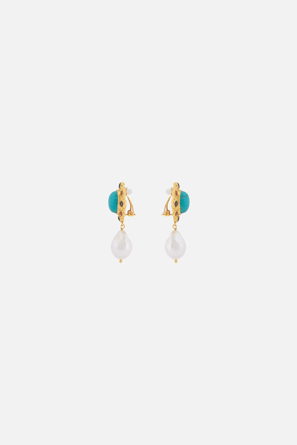 CAMILLA jewellery turquoise and pearl earrings