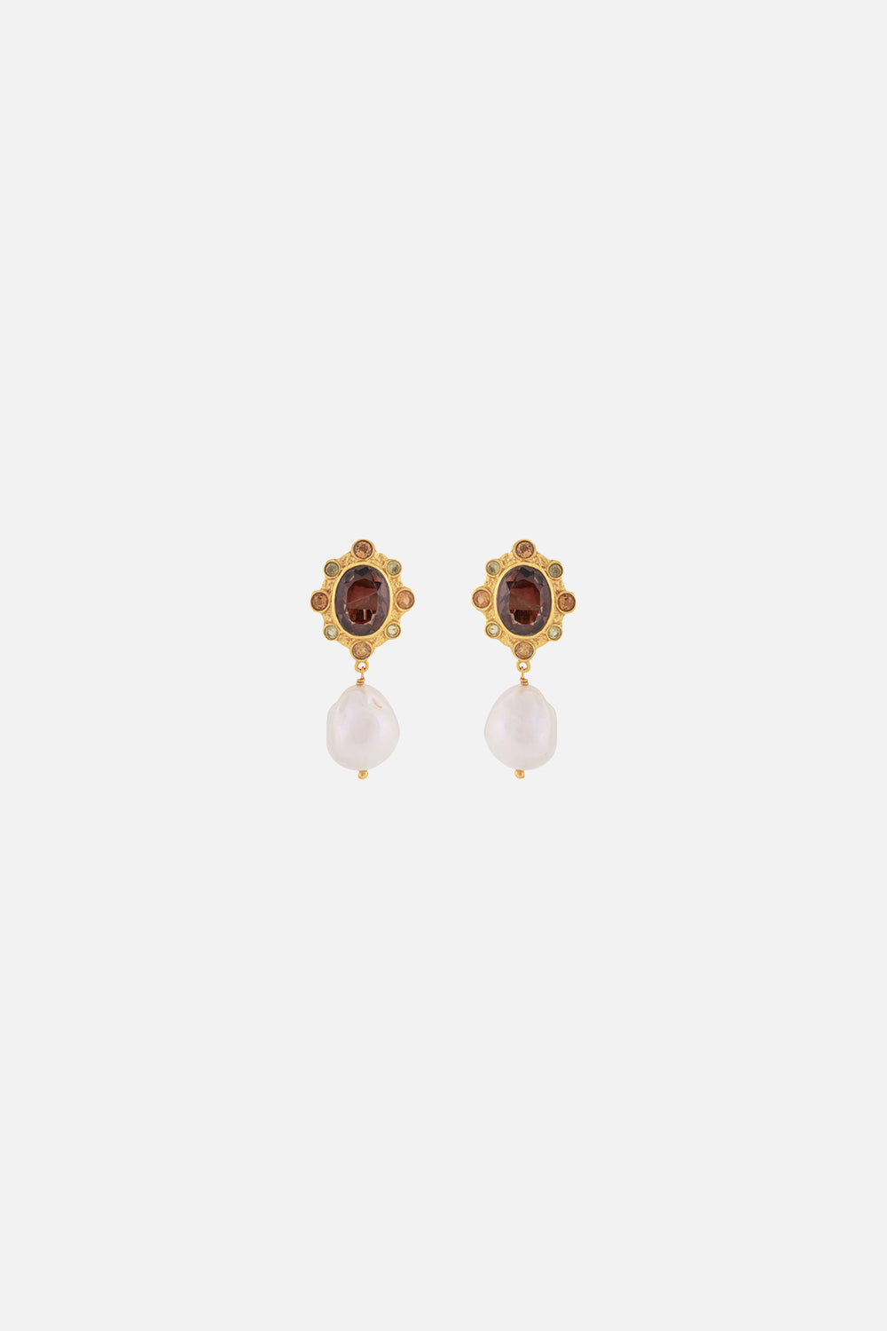 CAMILLA jewellery smokey quartz and pearl earrings