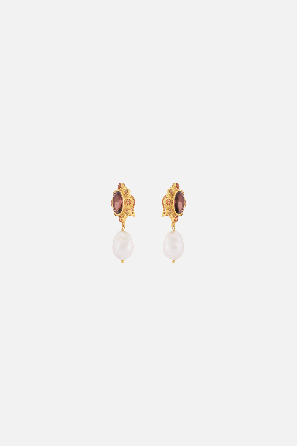CAMILLA jewellery smokey quartz and pearl earrings
