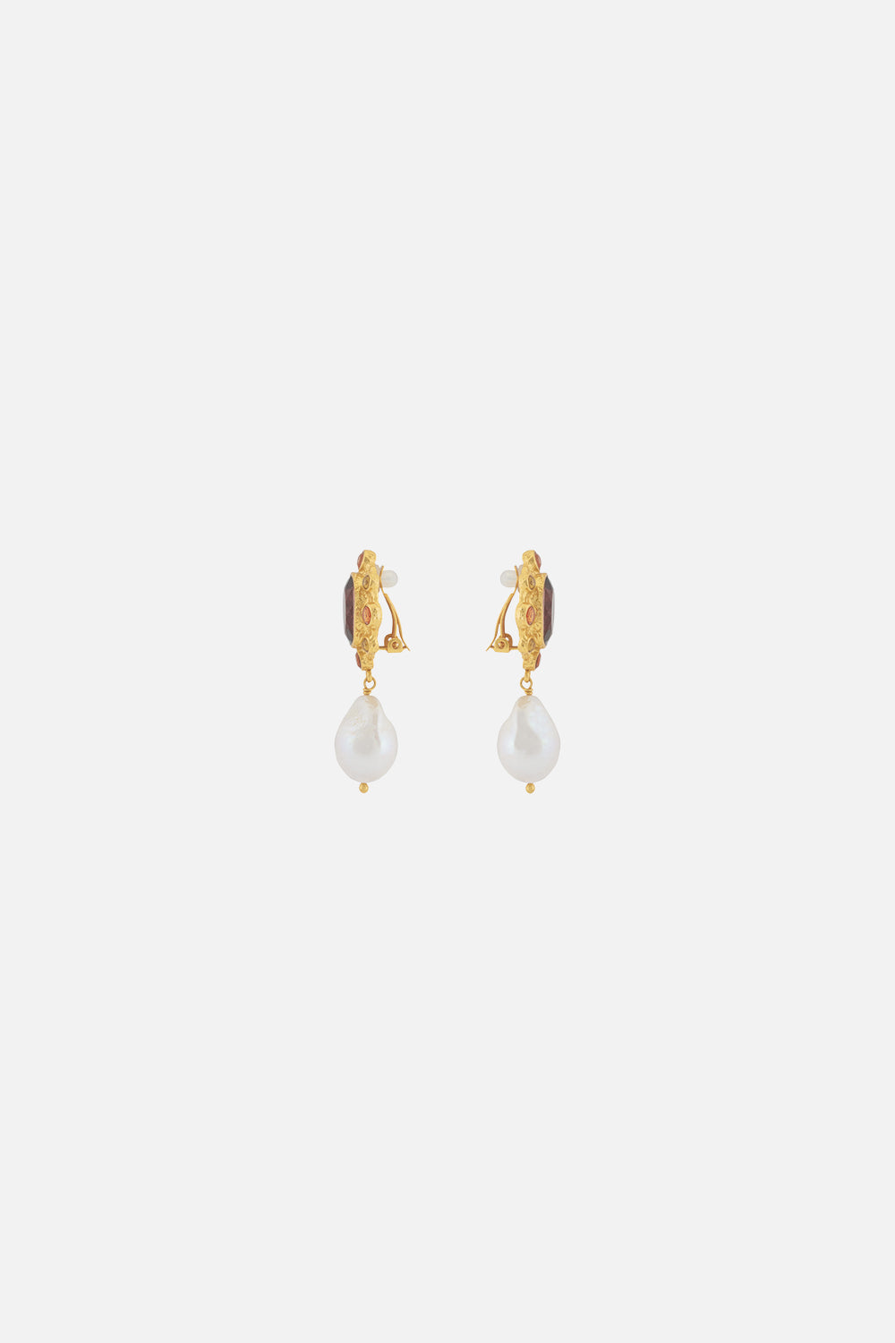 CAMILLA jewellery smokey quartz and pearl earrings