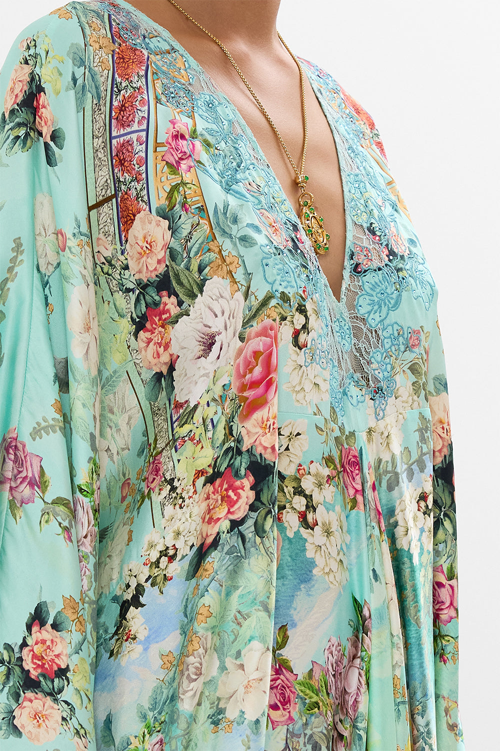 CAMILLA T shape long kaftan in The jewellery museum print.