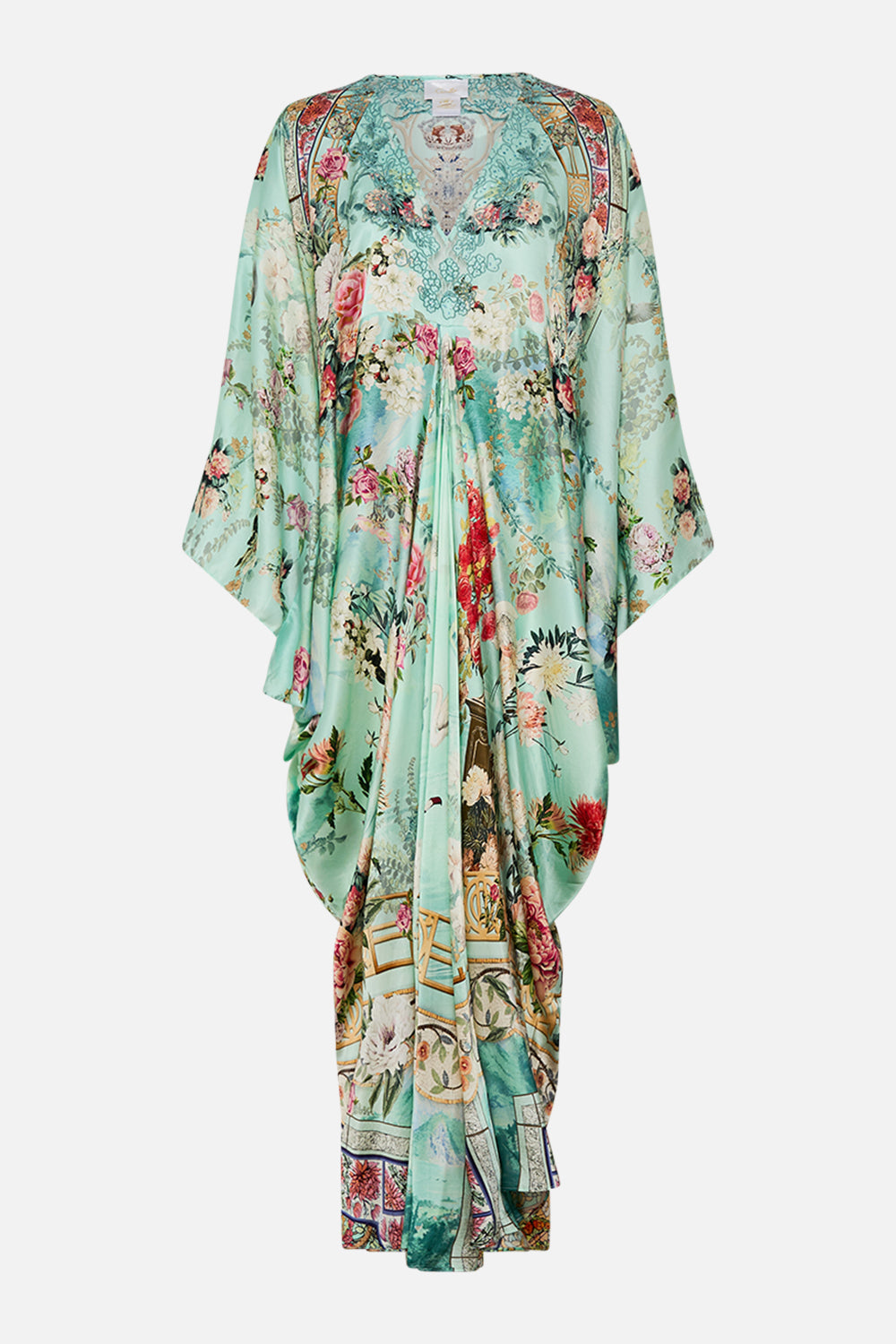 CAMILLA T shape long kaftan in The jewellery museum print.