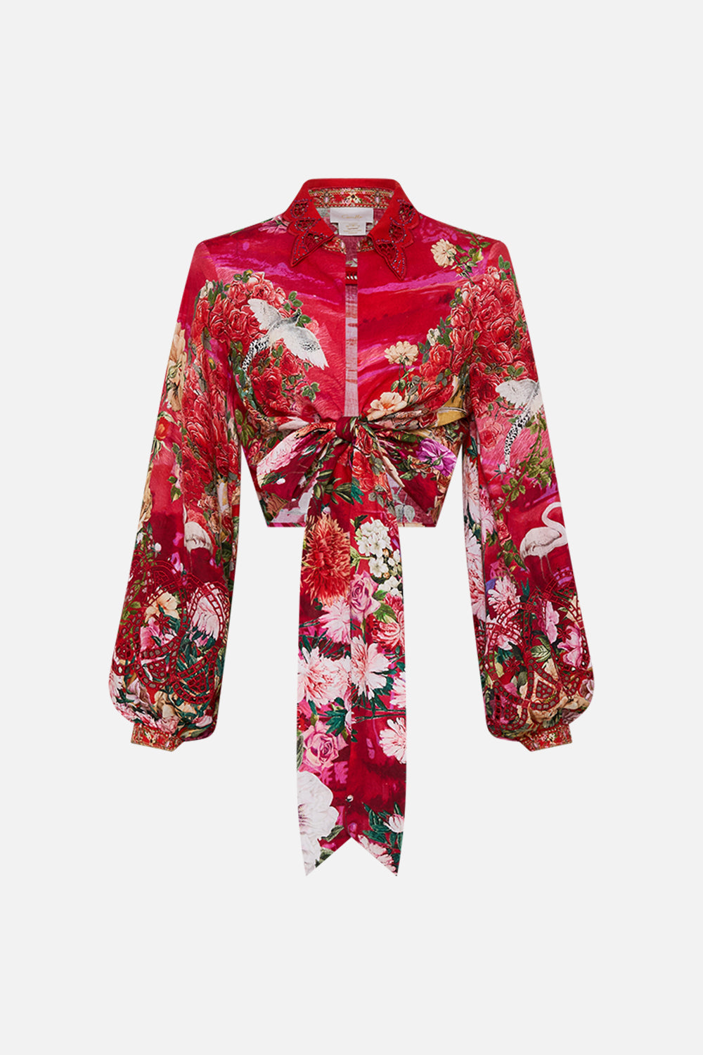 CAMILLA Cropped wrap shirt in Sweet home Alexandria print.