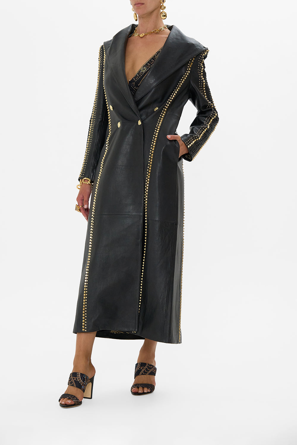 LONG LEATHER COAT WITH HOOD CALL ME CLEOPATRA