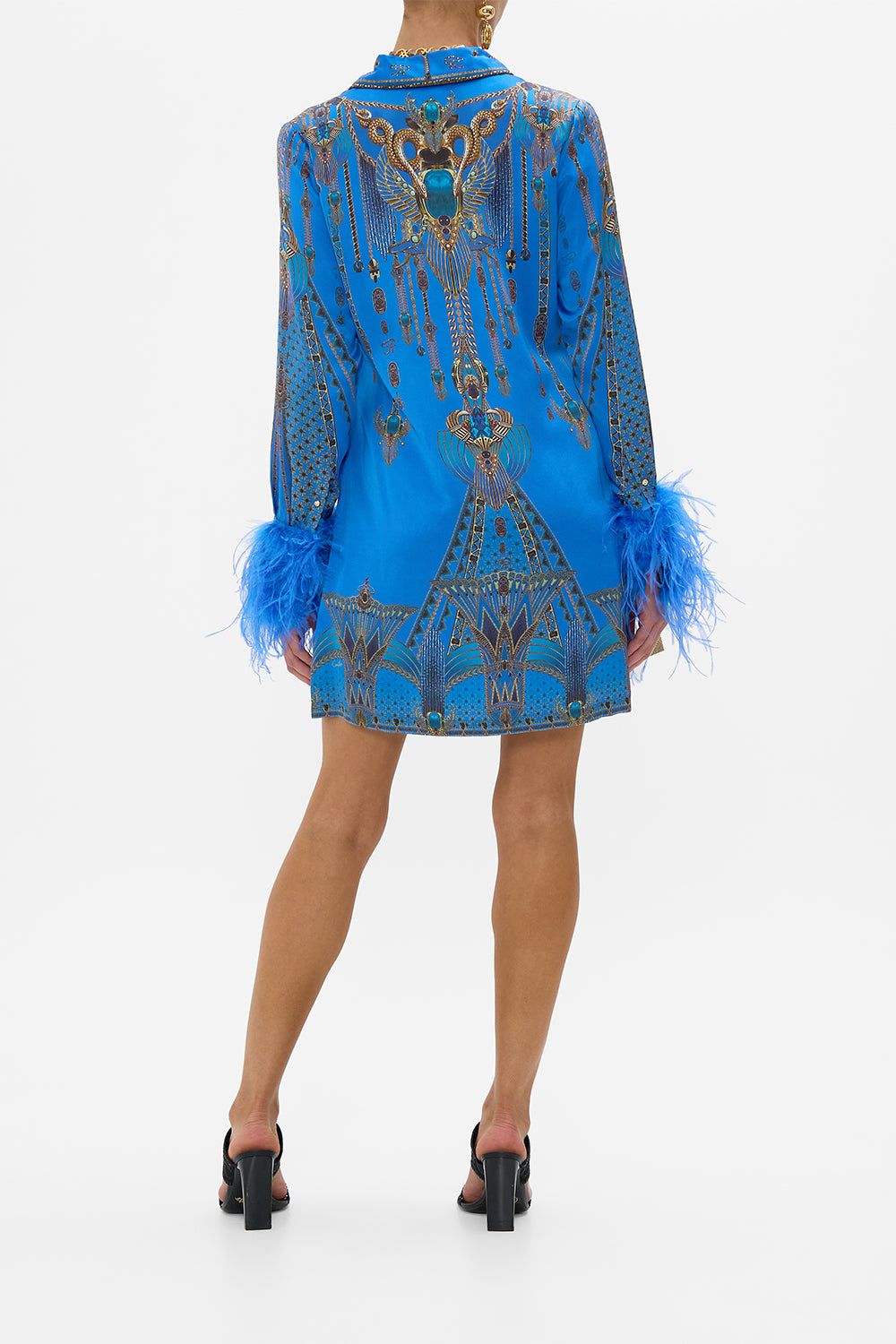 MINI SHIRT DRESS WITH FEATHER CUFF ARCHIVAL REVIVAL