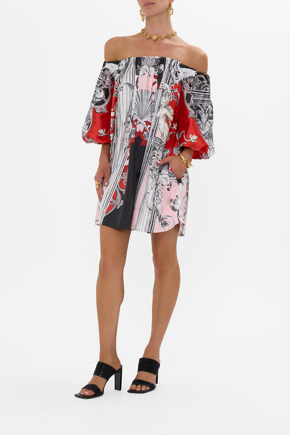 OFF SHOULDER PUFF DRESS MARK OF MEDUSA