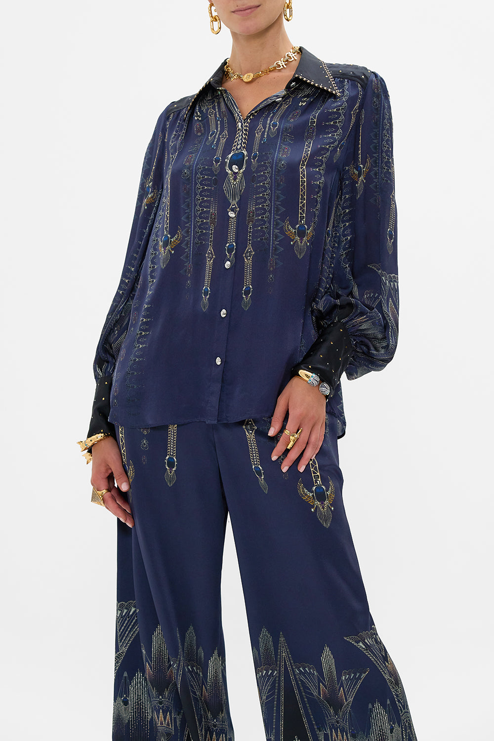 BUTTON THROUGH BLOUSON SLEEVE BLOUSE THE EGYPT EFFECT