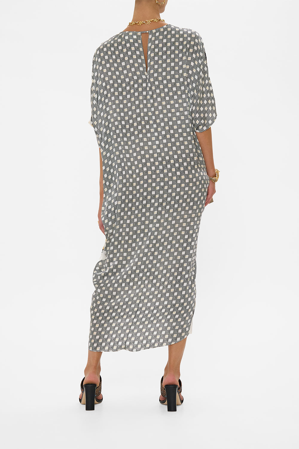 V NECK GATHERED SHOULDER DRAPED KAFTAN TEMPLES OF DENDARA