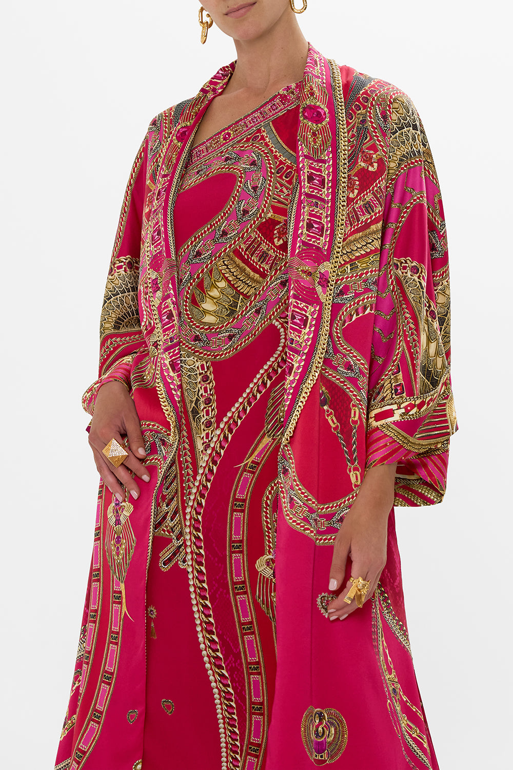 LONG ROBE WITH NARROW COLLAR KISSED BY A COBRA