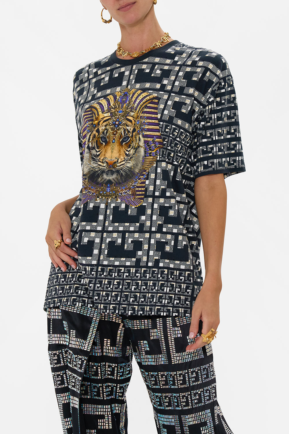 OVERSIZED BAND TEE - BLACK/MULTI READ MY GLYPHS