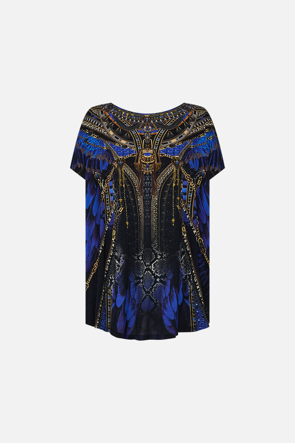 CAMILLA Loose Fit Tee Blue/Black in Other Side of the Oasis print.