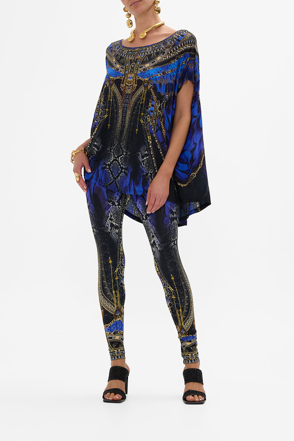 CAMILLA Loose Fit Tee Blue/Black in Other Side of the Oasis print.