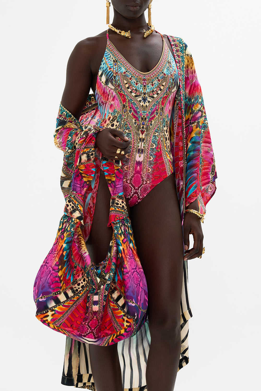 CAMILLA Slouch Shoulder Bag in Sahara Supernatural print.