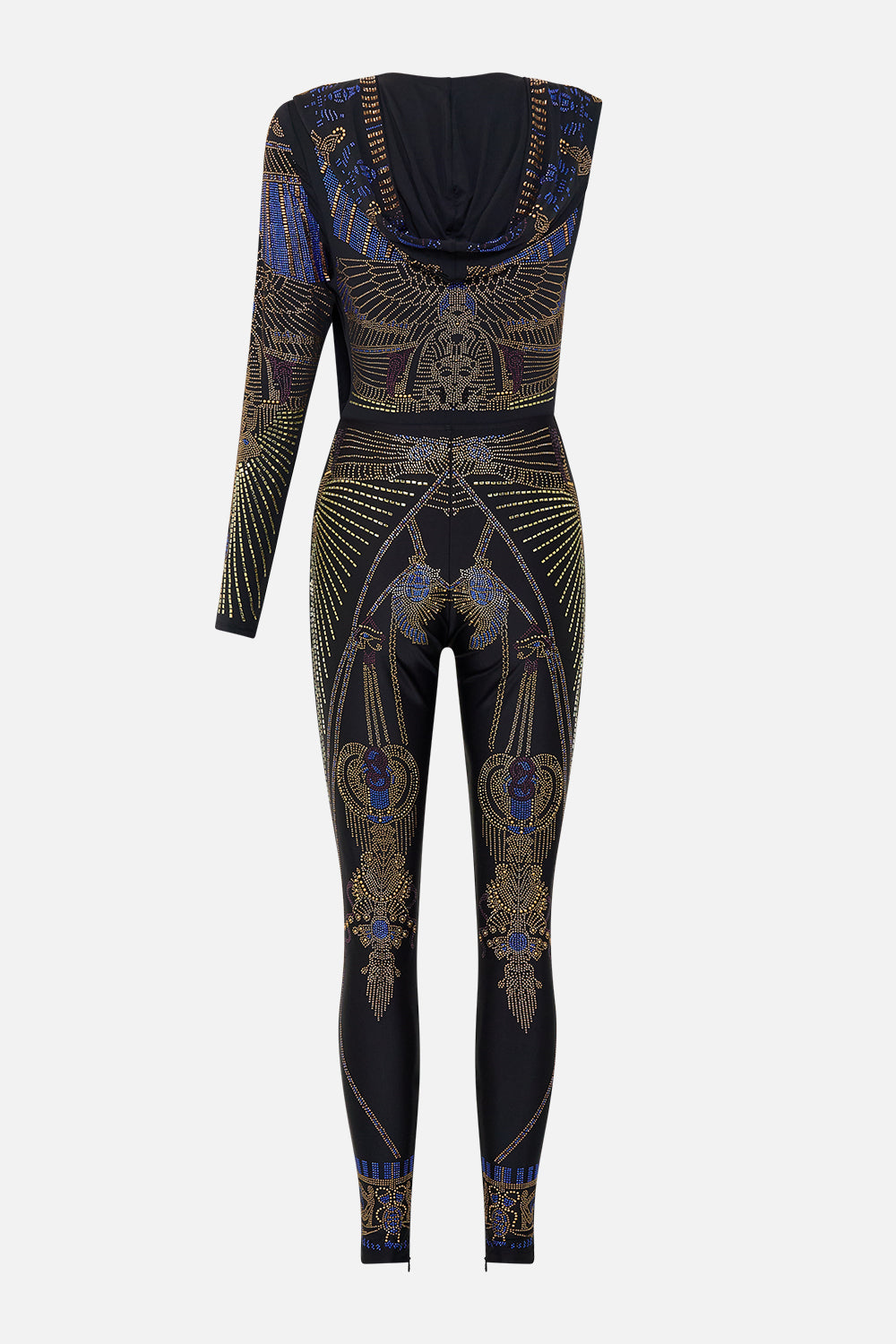 ONE SLEEVE HOODED CATSUIT SOLID BLACK