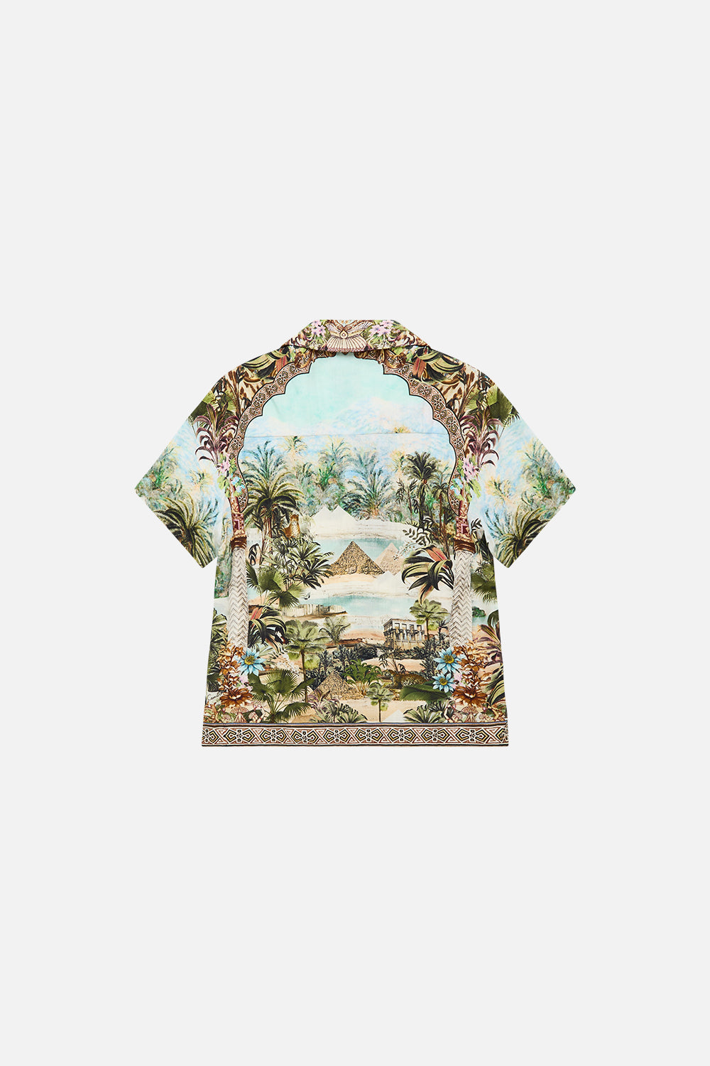CAMILLA Boys Short Sleeve Shirt in 4-10 Views of the Valley Print.