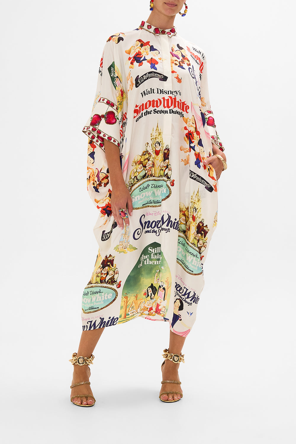 Disney CAMILLA silk kaftan in Princess In Print