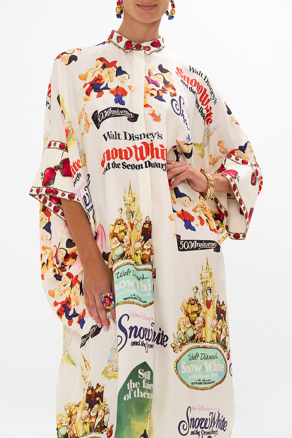 Disney CAMILLA silk kaftan in Princess In Print