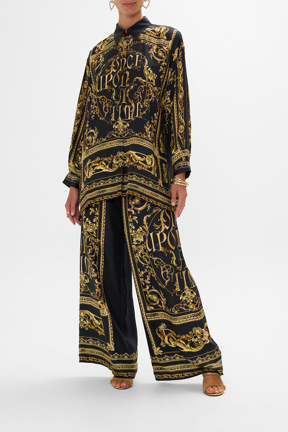 Disney CAMILLA silk pants in Once Upon A Time print