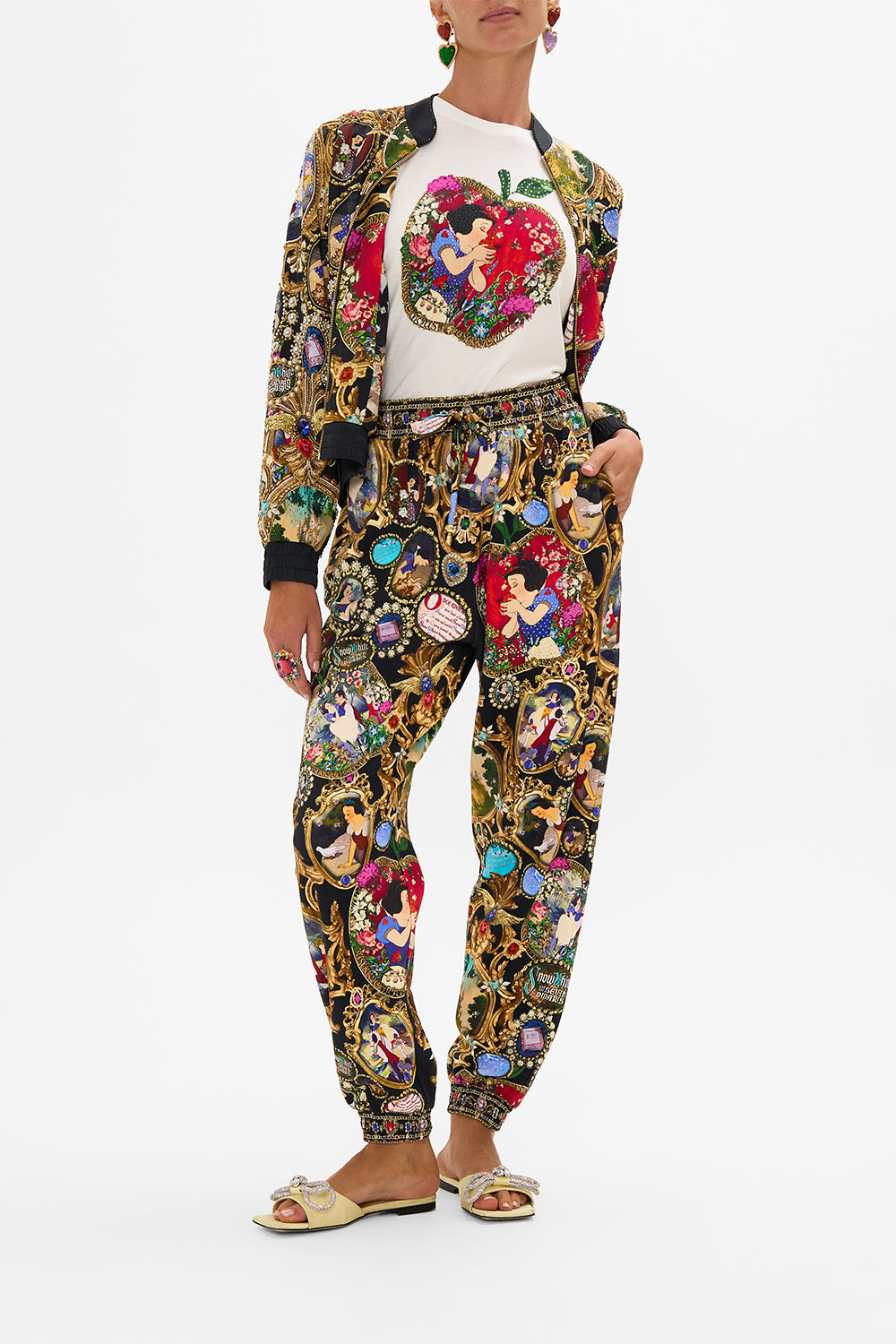Disney CAMILLA jersey track pants in Happily Ever After print