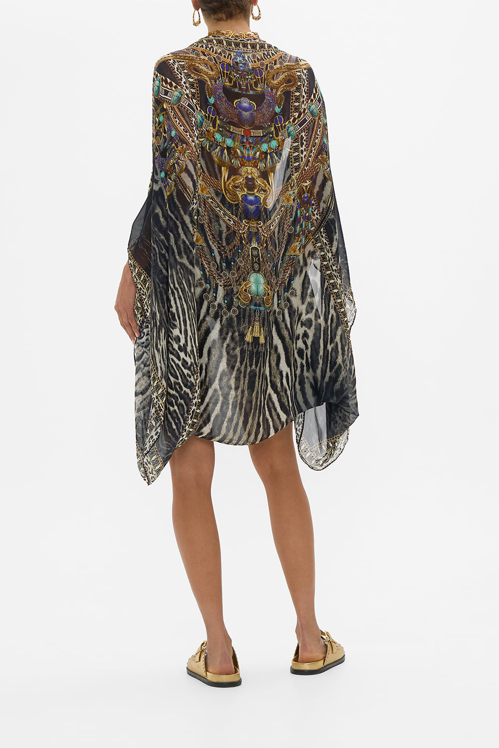 CAMILA Silk Shrug in Cat Worship print.