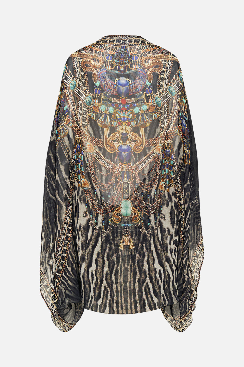 CAMILA Silk Shrug in Cat Worship print.