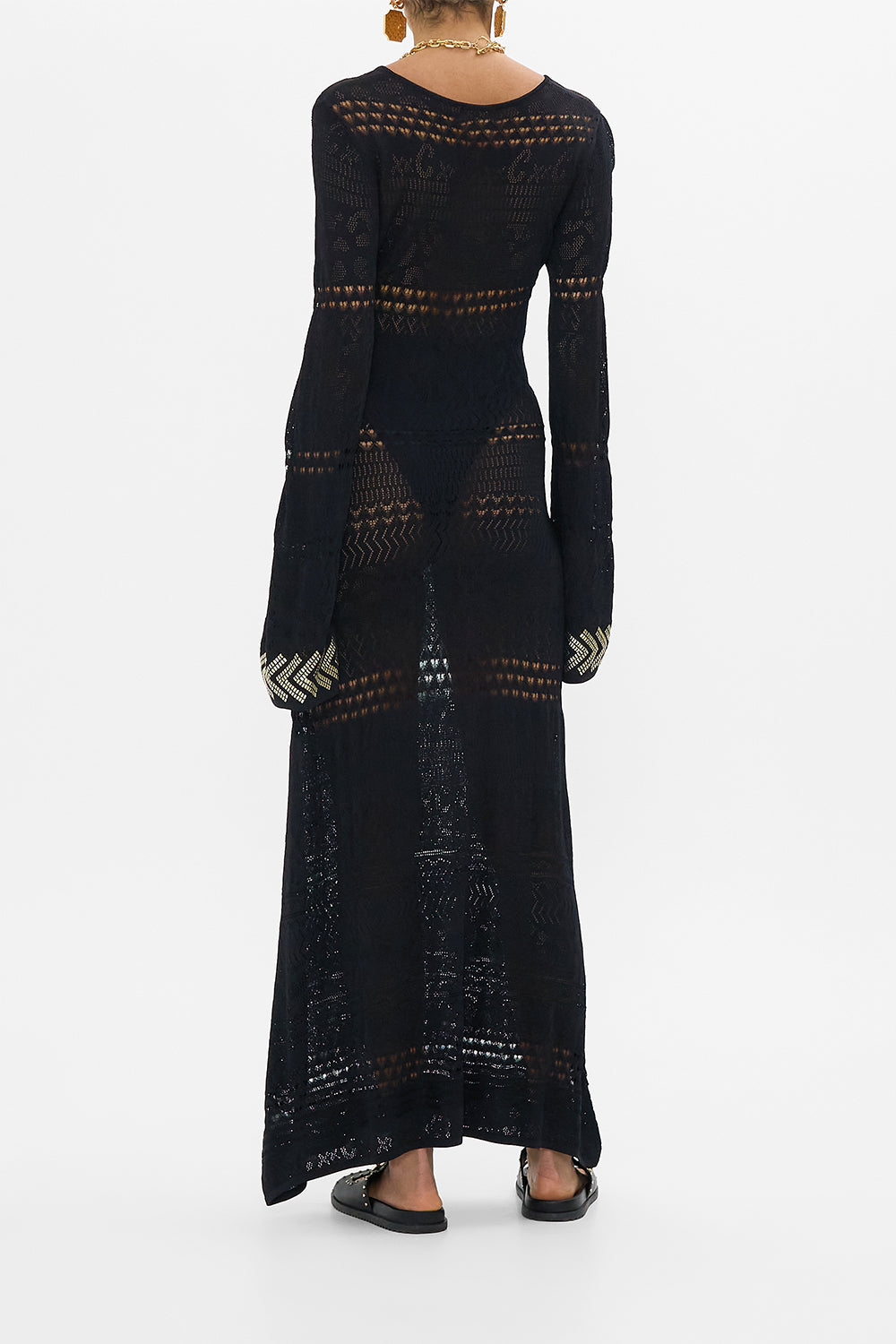 CAMILLA Lace Up Knit Dress in Cat Worship print.