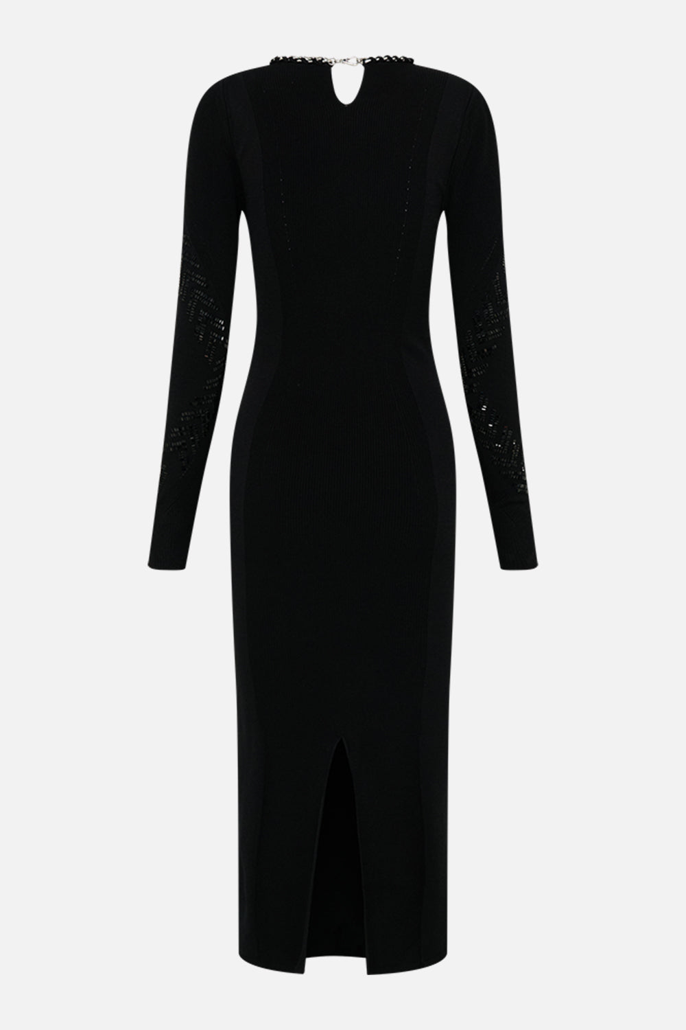 CAMILLA Engineered Cut Out Long Knit Dress in Cartouche Kingdom print.