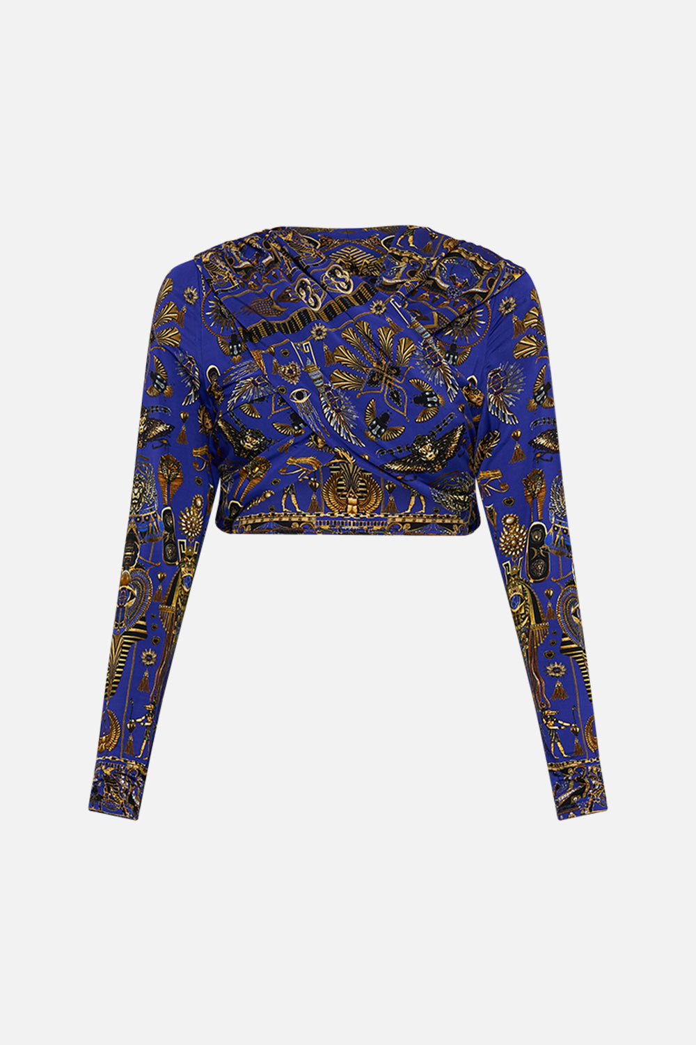 CAMILLA Jersey Drape Hood Top in My Fair Pharaoh print.