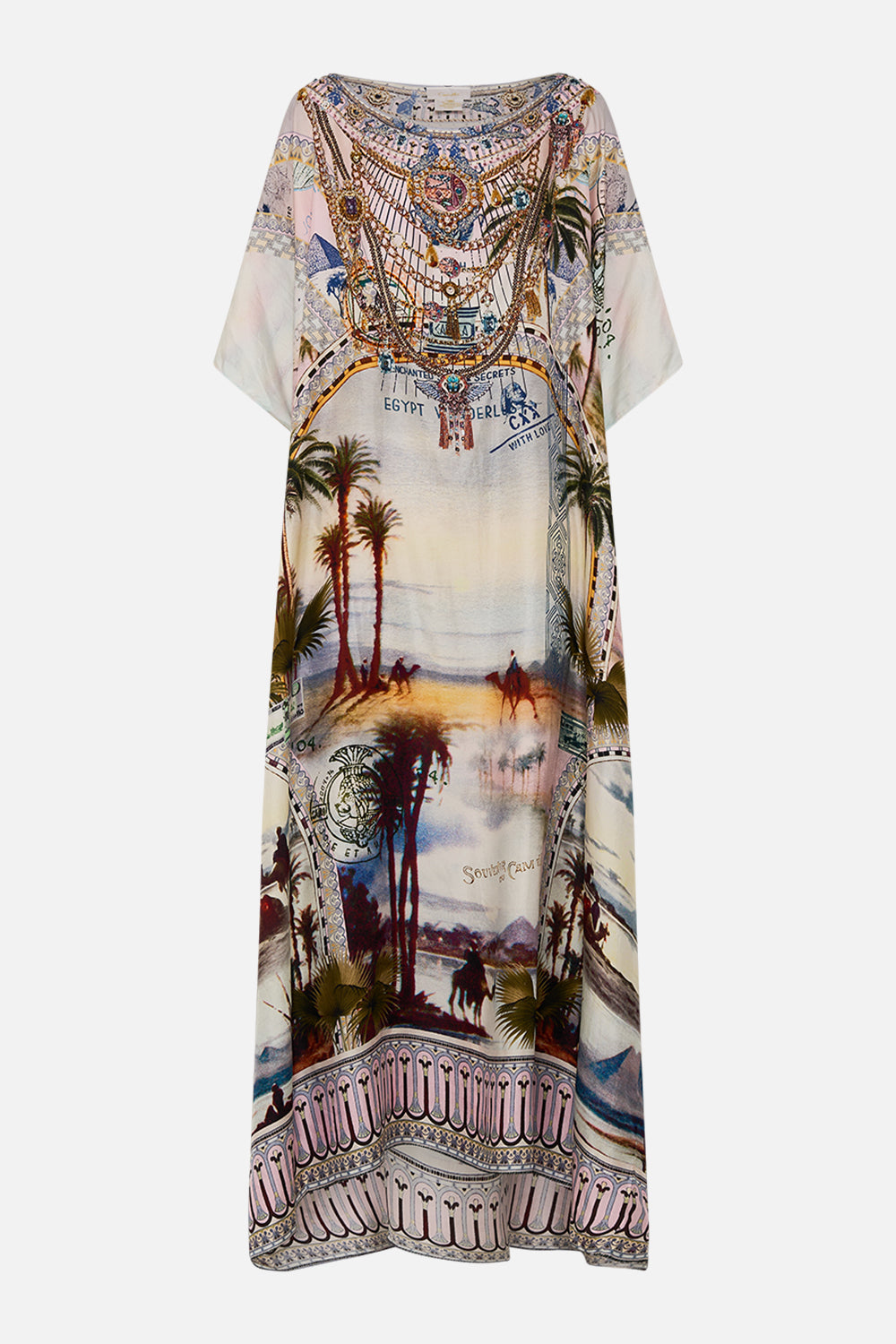 CAMILLA round neck kaftan in Call Me in Cairo print.