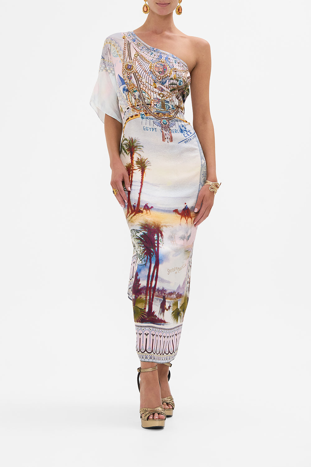 CAMILLA round neck kaftan in Call Me in Cairo print.